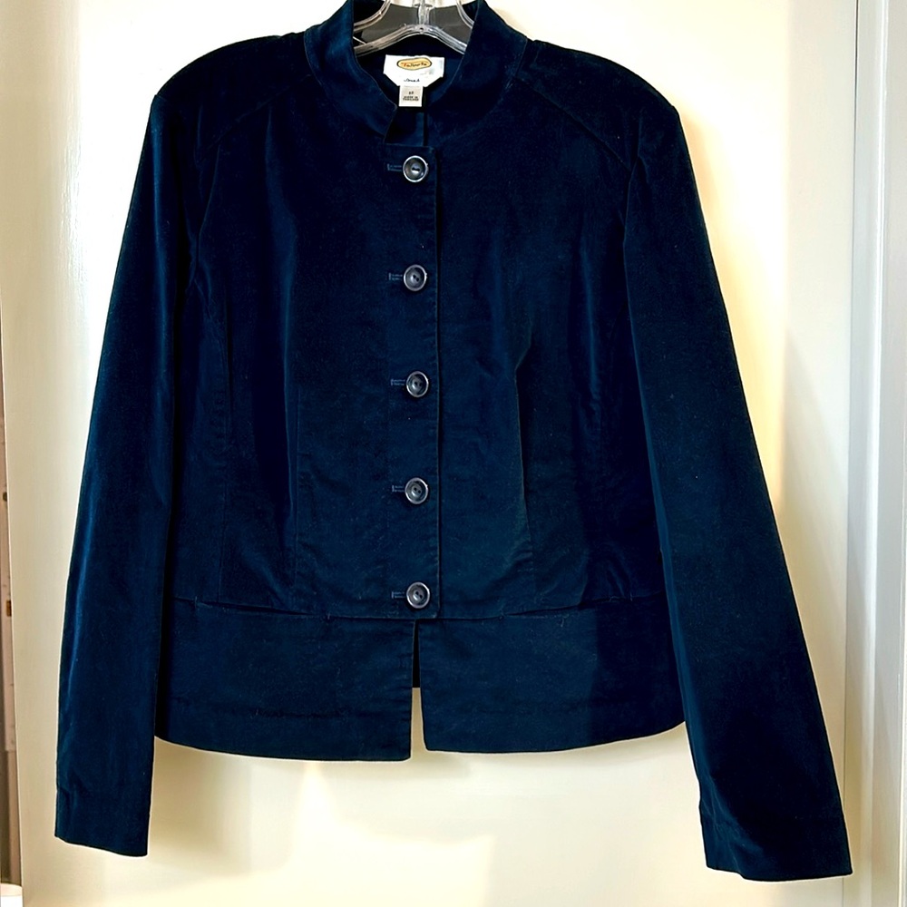 Talbots Navy Blue velveteen jacket size 12 - Picture 9 of 11